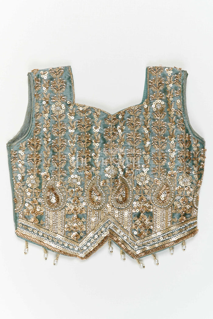 The Nesavu Girls Sharara / Plazo Set Girls Palazzo Set for Festive Weddings and Reception Parties Nesavu Nesavu Girls Palazzo Set For Festive Weddings And Reception Parties With Embroidered Ethnic Top