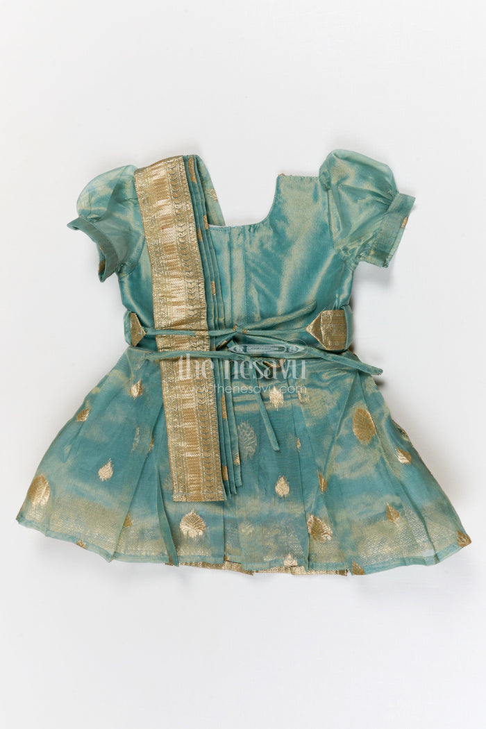 The Nesavu Silk Frock Girls Silk Frock for Festive Celebrations and Weddings Nesavu Nesavu girls blend silk frock with tissue skirt for weddings and festivals