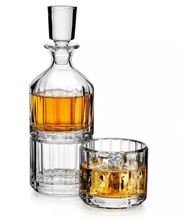 Godinger Parallels Stacking Decanter with 2 Glasses