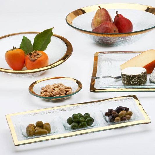 Gold Annie Glass Three Section Tray