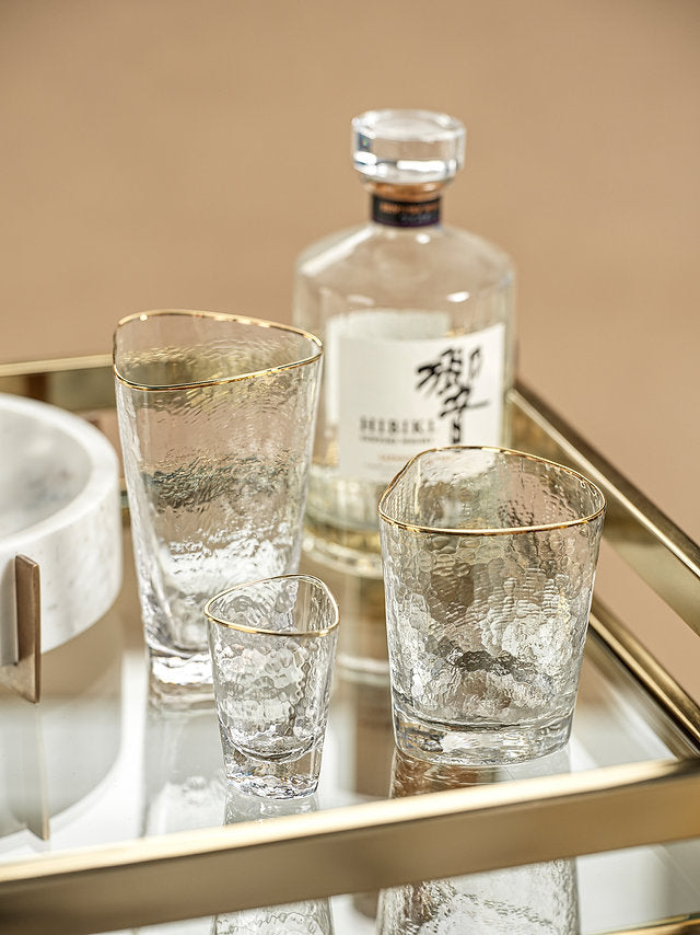 Gold Rim Triangular Hi Ball Glass