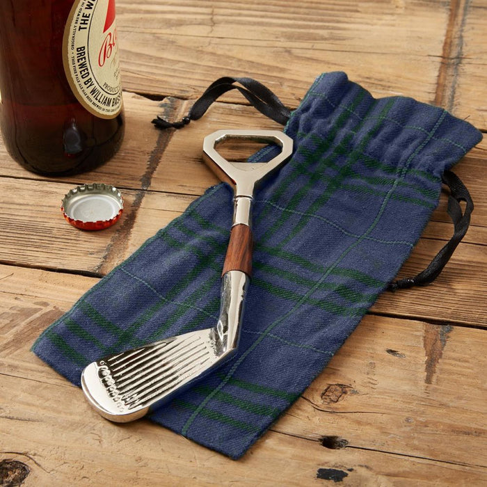 GOLF CLUB BOTTLE OPENER IN GIFT POUCH