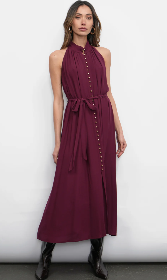 Greylin-Everley Button Up Tie Front Midi Dress