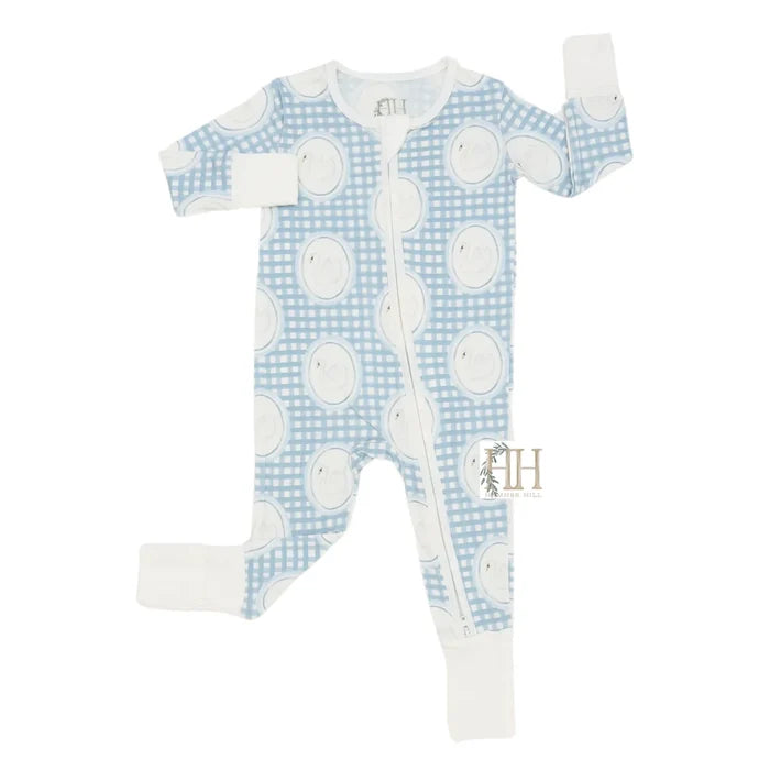 Hamner Hill- Boys Swan Double Zipper Romper