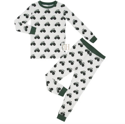 Hamner Hill-Boys Green Tractor Loungewear Set