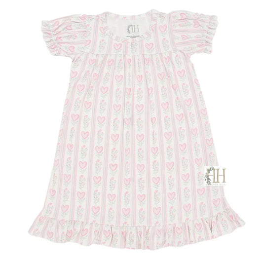 Hamner Hill-Girls Floral Hearts Nightgown