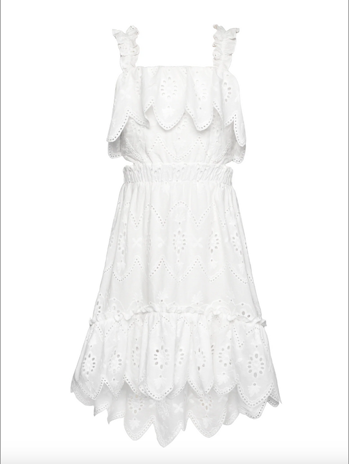 Hannah Banana- EYELET SCALLOP HEM DRESS