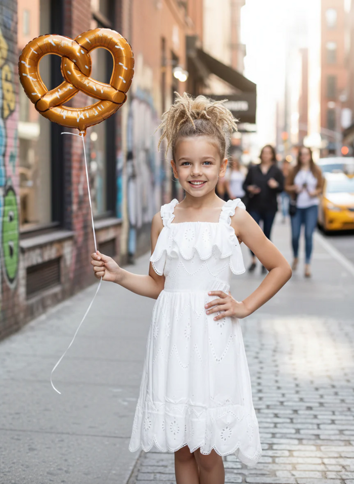 Hannah Banana- EYELET SCALLOP HEM DRESS