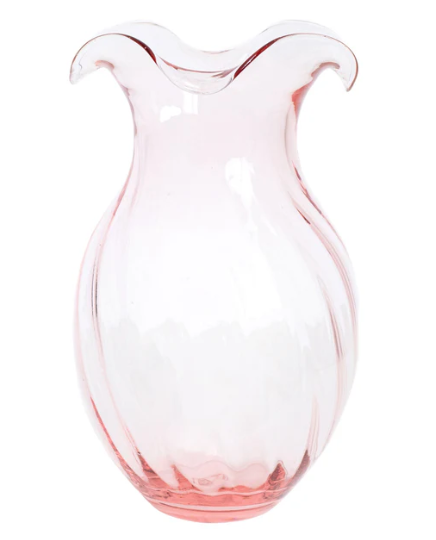 Hibiscus Glass Vertical Fluted Large Vase pink