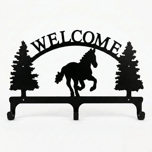 Horse Welcome Coat Rack Three Hooks