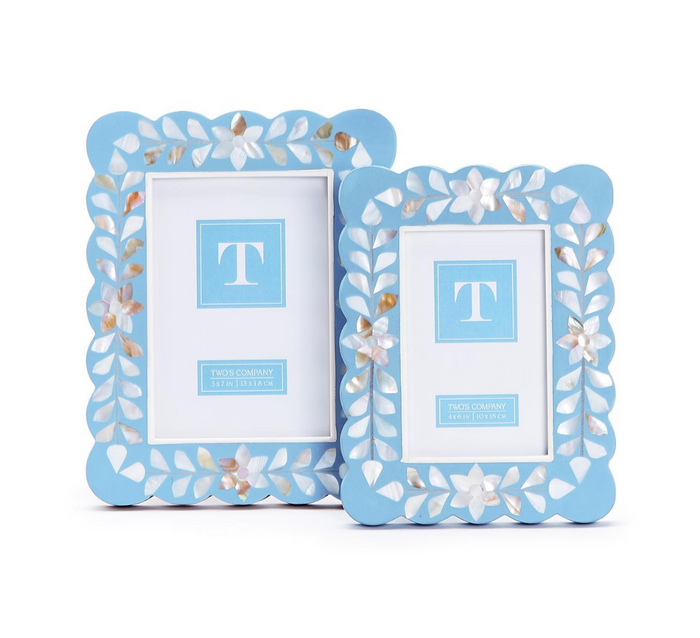 Hydrangea Blue Scalloped Edge Photo Frame 2 SIZES