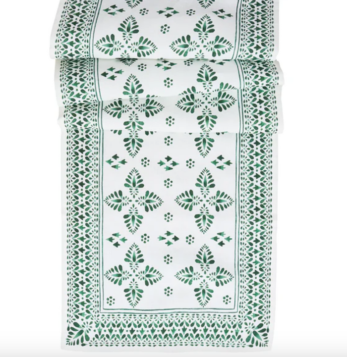 Iberian Border 18" x 90" Table Runner - Evergreen