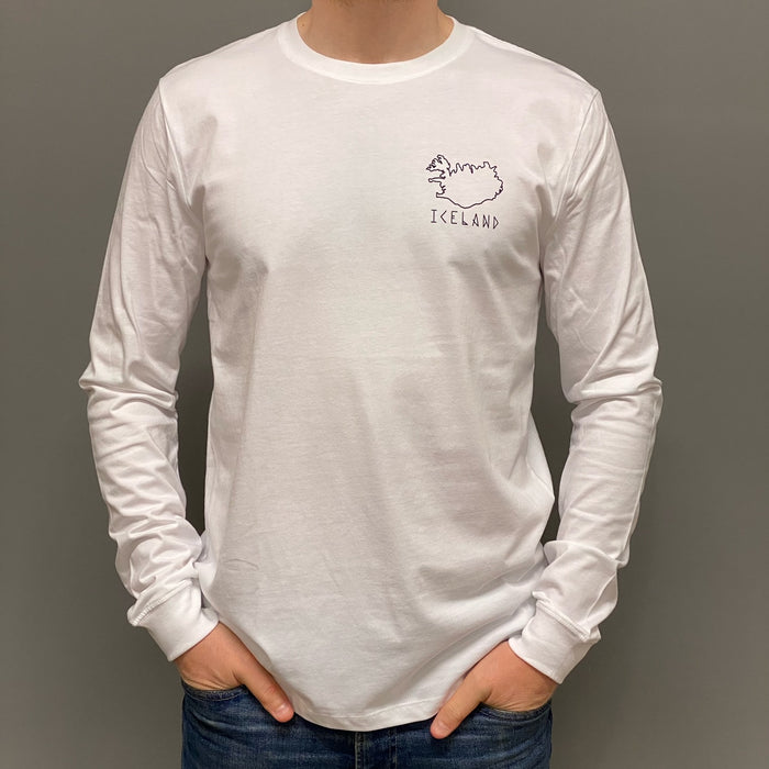 Iceland Map Badge - Long Sleeve - White
