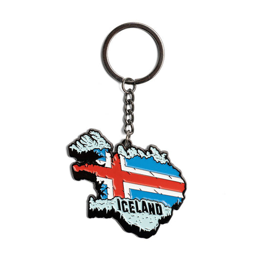 Iceland Map Glaciers - Keychain