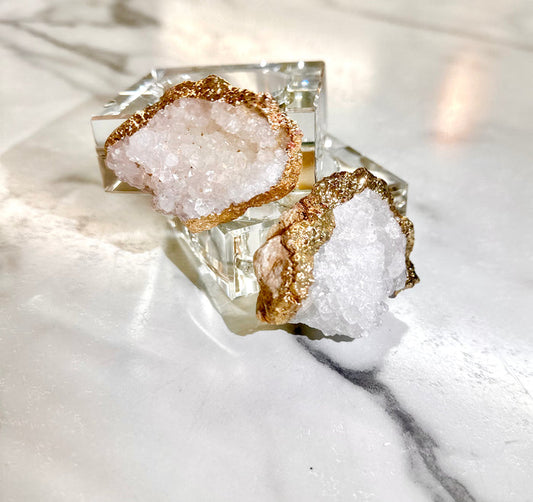 S4 WHITE GEODE NAPKIN RINGS