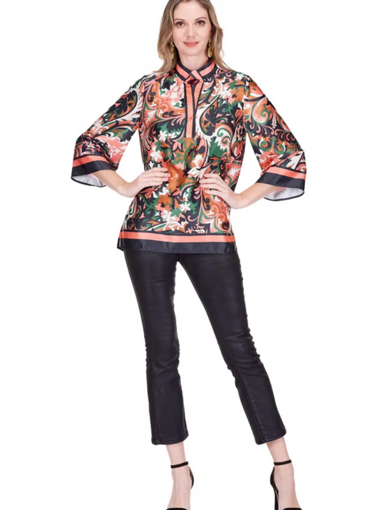 Jade- Placket Tunic- Autumn Scroll