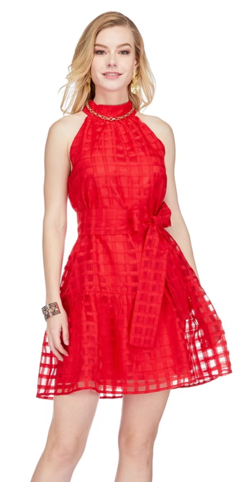 Jade-Red Halter Dress