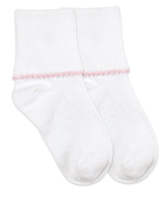 Jefferies Socks Smooth Toe Tatted Edge Turn Cuff Socks 1 Pair 2111 PINK