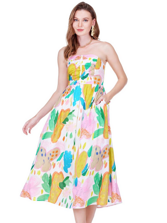 JOY JOY- Garden Art Gathers Tube dress