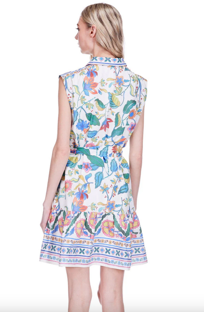 Joy Joy-Front Placket Shirt Dress- Festival Florals