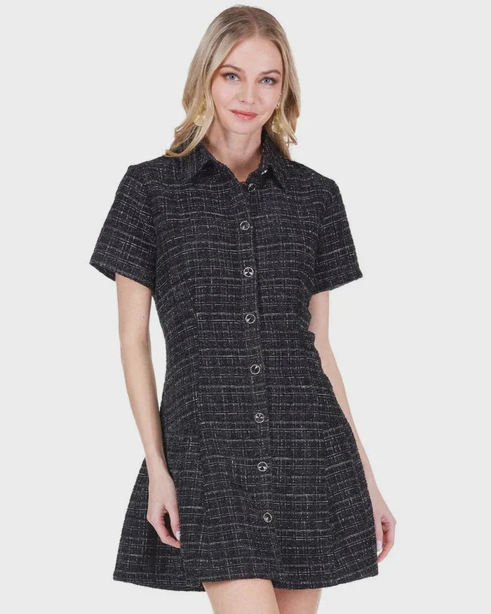Joy Joy Pleated Buttons Dress