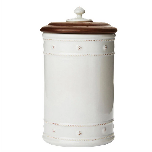 Juliska- Berry & Thread  10" Canister with Wooden Lid - Whitewash