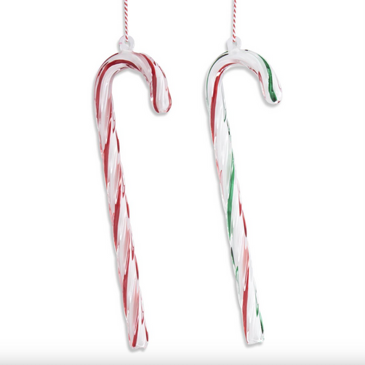 K and K - Assorted Blown Glass Candy Cane Ornaments