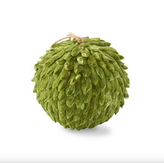 K and K- 6 Inch Green Petal Leaf Ball Ornament