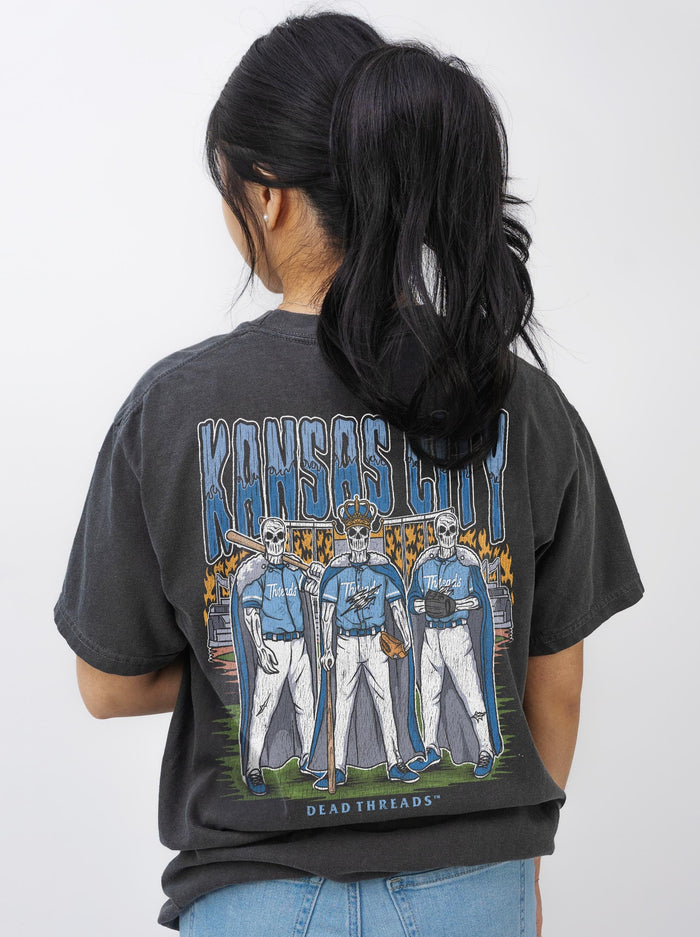 KANSAS CITY BASEBALL - "3 SKULL" PREMIUM SHIRT – T-Shirt – Dead Threads Apparel