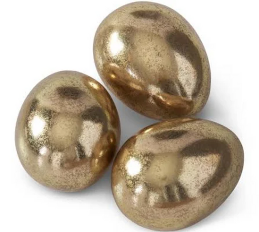 K&K- 3 Inch Gold Gilded Resin Eggs