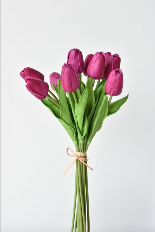 K&K-13 Inch Fuchsia Real Touch Mini Tulip Bundle