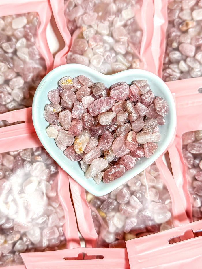 Lavender Rose Quartz Crystal Chip Bag