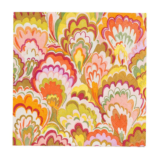 Marbled Ceramica Raspberry & Chartreuse Cocktail Napkins