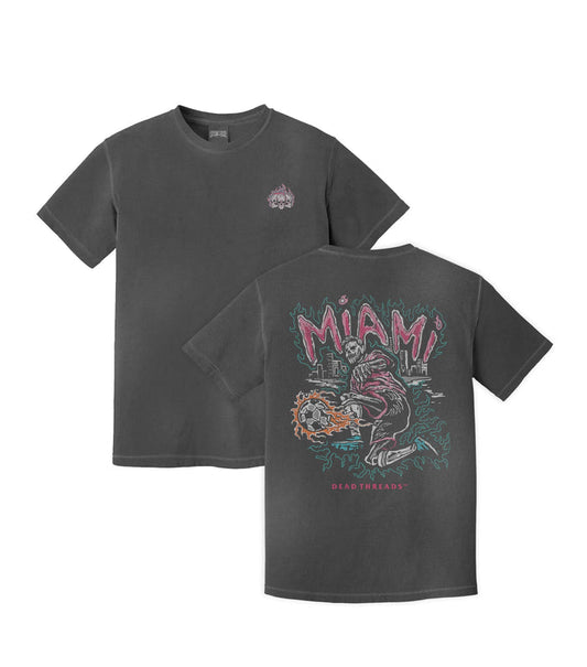 MIAMI FUTBOL - “3 SKULL” PREMIUM T - SHIRT – T-Shirt – Dead Threads Apparel