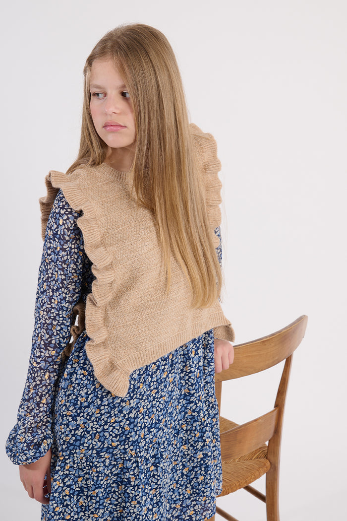 Molly Bracken- GIRLS KNITTED SLEEVELESS SWEATER- BEIGE