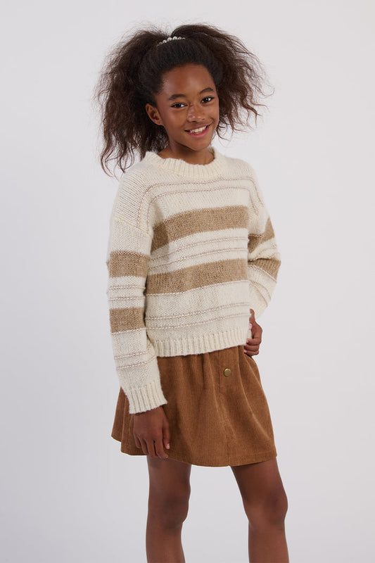 Molly Bracken- GIRLS KNITTED SWEATER-OFFWHITE/BEIGE