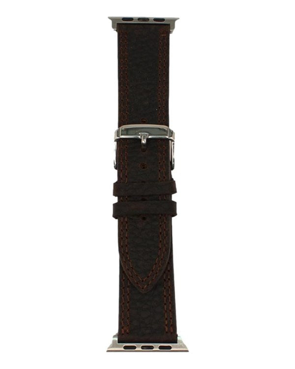 Nocona Double Stitched Dark Brown Watch Band