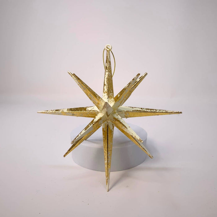 O HOLY NIGHT METALLIC SHOOTING STAR ORNAMENT - GOLD/CREAM 6"