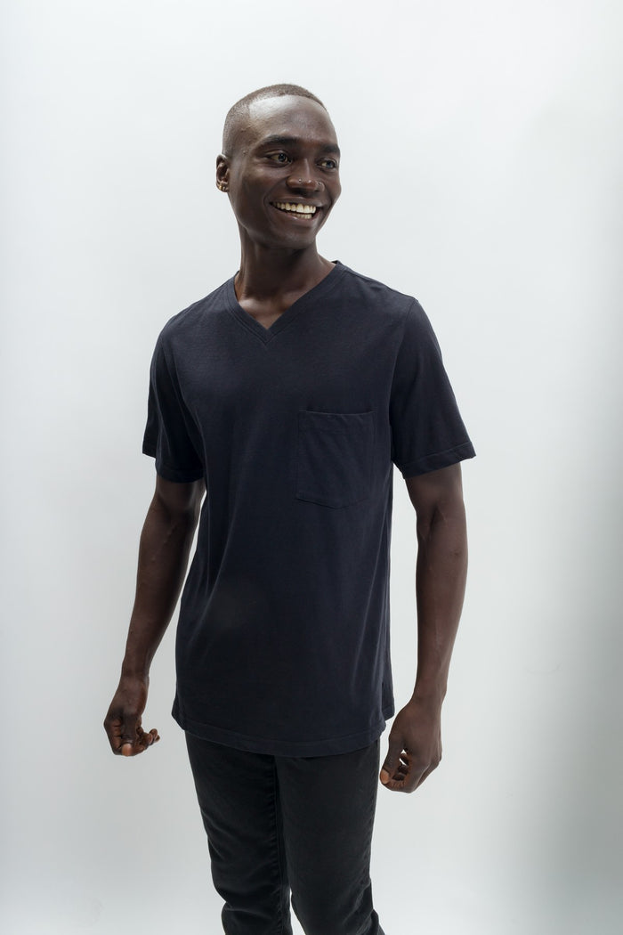 Oliver | Men's Anti-Stain Cotton Linen Blend V-Neck Pocket T-Shirt