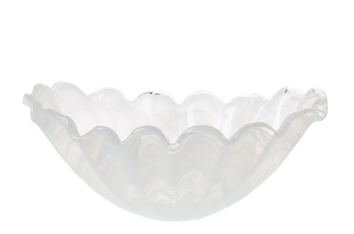 Onda Glass White Medium Centerpiece
