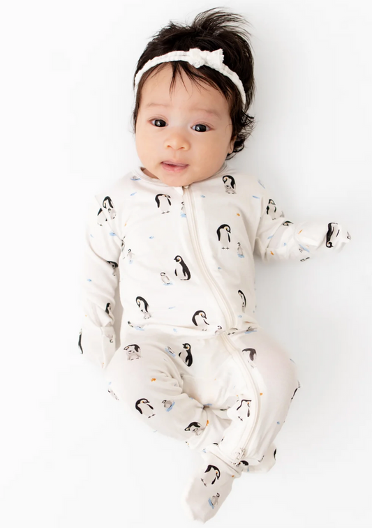 Penguin Zippered Footie- bamboo little