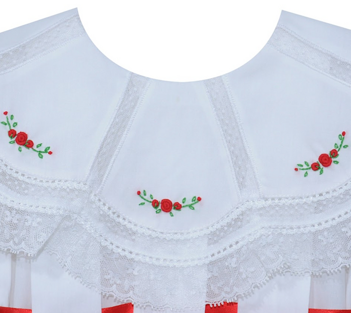 Phoenix&Ren-Chandler Dress-Red Christmas Embroidery Buds