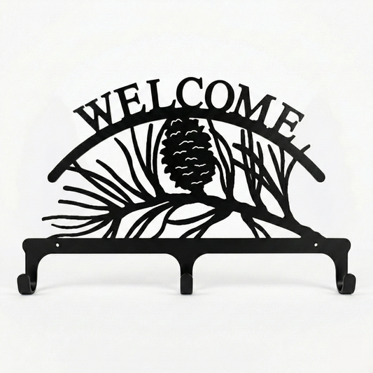 Pinecone Welcome Coat Rack Three Hooks
