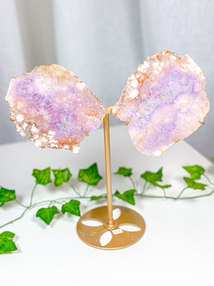 Pink Amethyst Butterfly Wings on Stand (144)