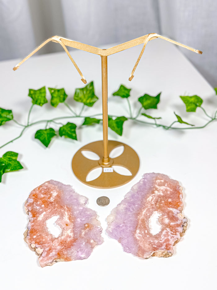 Pink Amethyst Butterfly Wings on Stand (242)