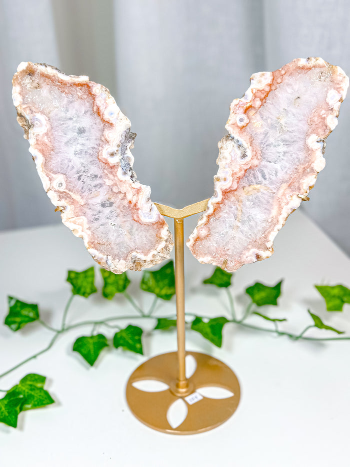 Pink Amethyst Butterfly Wings on Stand (254)