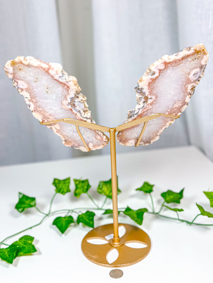 Pink Amethyst Butterfly Wings on Stand (254)
