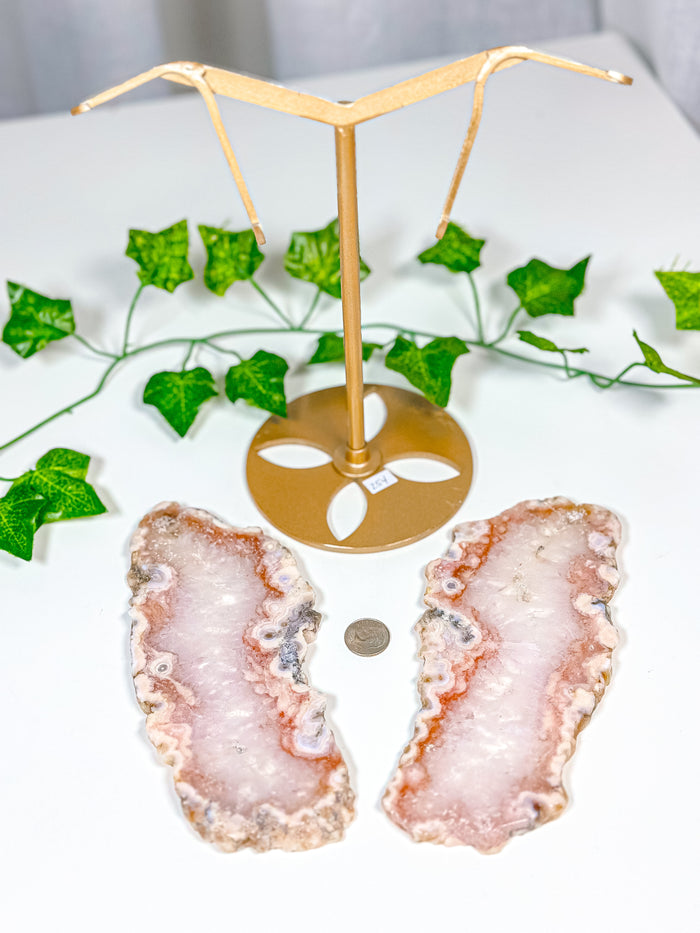 Pink Amethyst Butterfly Wings on Stand (254)