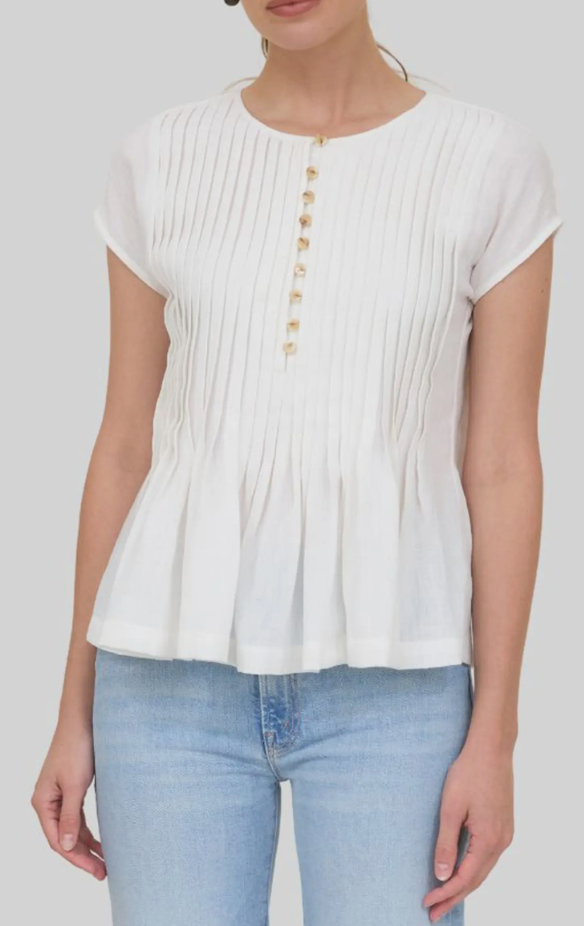 Pintuck Pleat Peplum Top ZOE AND CLAIRE