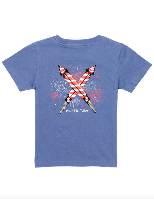 Properly Tied- Boys Firecracker SS Space Blue